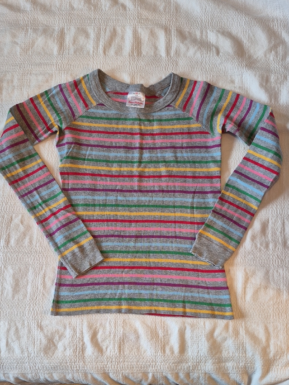 Hanna Andersson girls size 140 or 10 multi color striped design pajama top VGUC